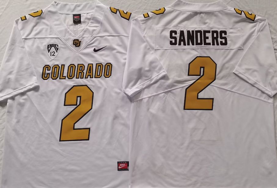 Men Colorado Buffaloes #2 Sanders White 2025 Nike Limited NCAA Jersey style 1